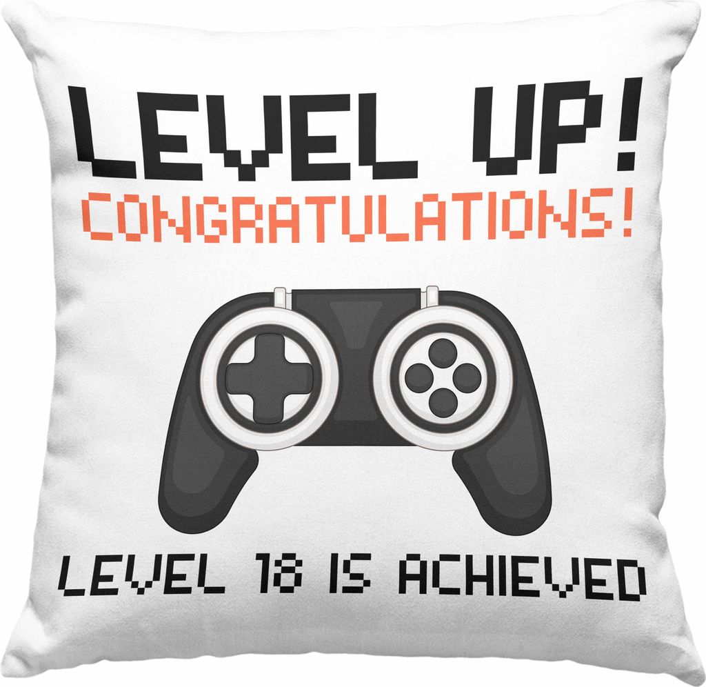 Trendation - 18. Geburtstag Deko-Kissen mit Füllung 40x40 Jungen Jungs Geschenk 18er Geschenkidee 18 Sohn Gamer (Rosa)