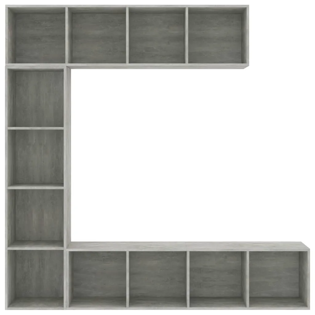 Ensemble Bibliothèque et Support TV Gris Béton pour Optimiser son Salon - 4