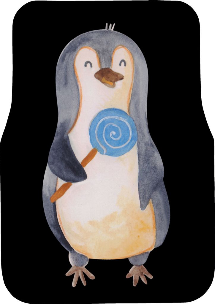 Mr. & Mrs. Panda Fußmatte Fürs Auto Pinguin Lolli - Schwarz - Geschenk, Heißhunger, Teppich, Süßigkeiten, Naschen, Autoteppich, Pinguine, Gaun...