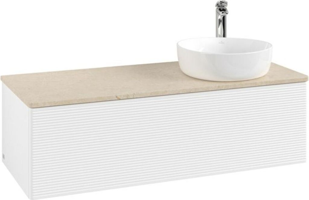 V&B Waschtischunterschrank mit Frontstruktur, mit Beleuchtung Antao 120x36x50cm, HL, WBP botti., wh. m Lac