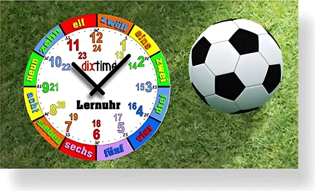 Orologio Didattico 3D Calcio dixtime | Silenzioso senza Ticchettio