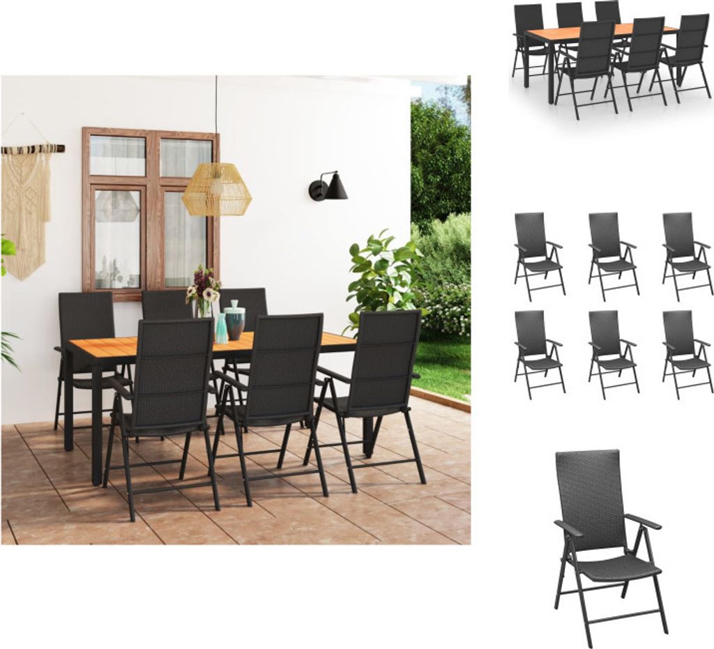 vidaXL 7-tlg. Garten-Essgruppe Schwarz und Braun - Gartenmöbel-Sets