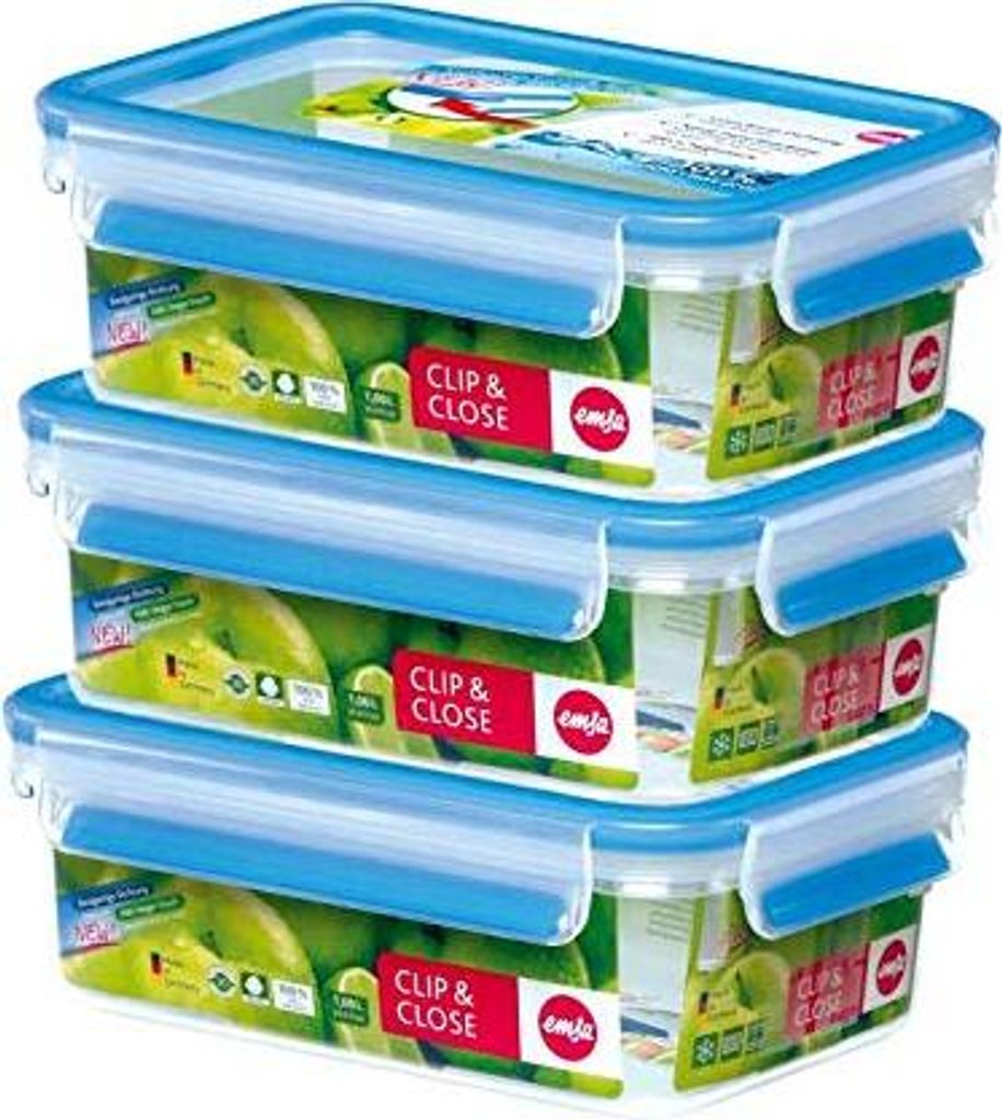 EMSA Clip & Close Freshness Container 1l Set of 3 blue Obrázok produktu 16