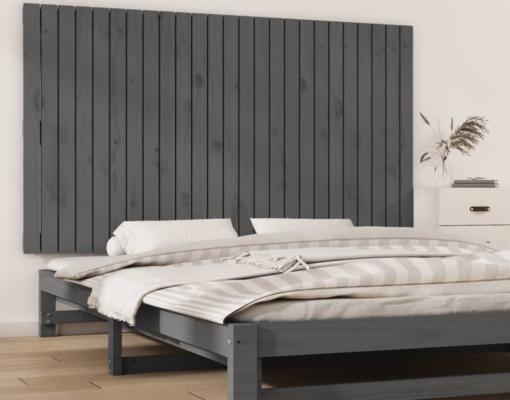 "2026 Promotion" Wand-Kopfteil Grau 159,5x3x90 cm Massivholz Kiefer - Bettkopfteil CC29103