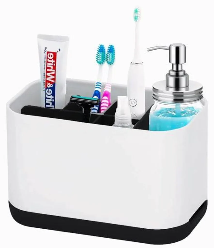 Organiseur brosse à dents électrique noir : fini le désordre, 6 slots