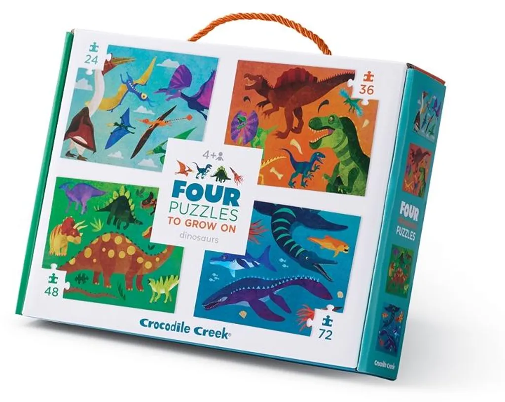 Puzzle 4 en 1 Dinosaures Crocodile Creek - Jeu Éducatif Premier Âge Mixte