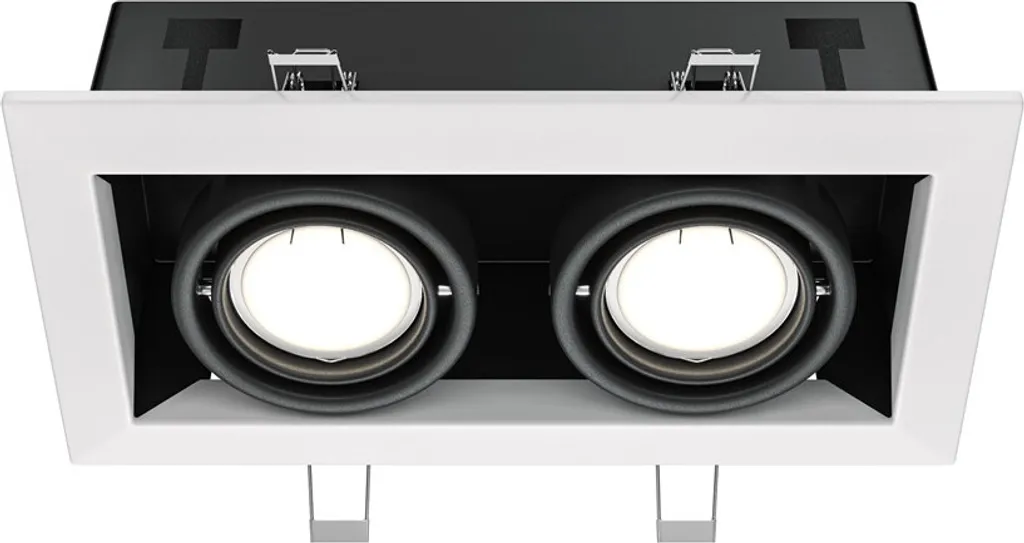 Plafonnier Blanc Encastrable 2 Spots : Éclairage Réglable sans Reflets
