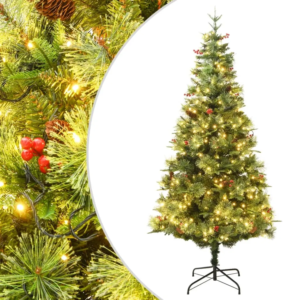 Sapin de Noël artificiel lumineux 120cm aspect naturel pommes de pin