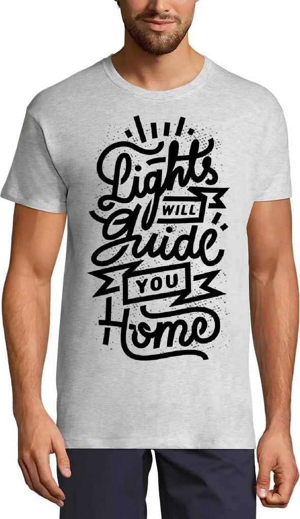 Herren Grafik T-Shirt Lichter führen Sie nach Hause – Lights Will Guide You To Home – Öko-Verantwortlich Vintage Jahrgang Kurzarm Lustige Druck
