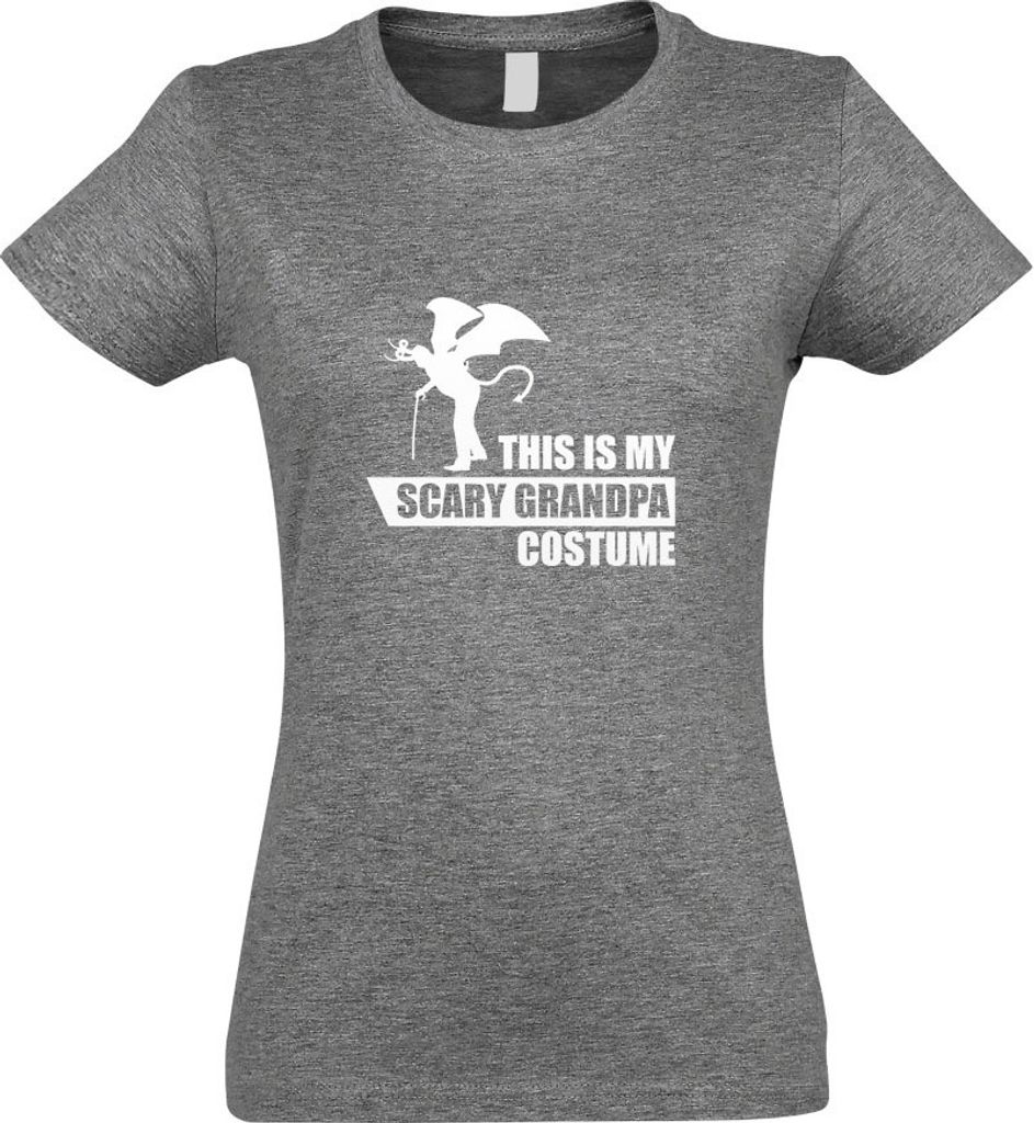 Kiwistar - T-Shirt tailliert - Damen - Graumeliert - My Scary Grandpa Costume - mit Motiv Bedruckt - Funshirt Design - Sport - Freizeit - Damen - L