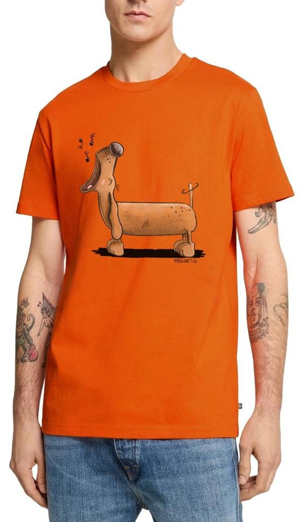 Spreadshirt Jaulender Dackel Comic Dachshund Männer Premium T-Shirt, 3XL, Orange