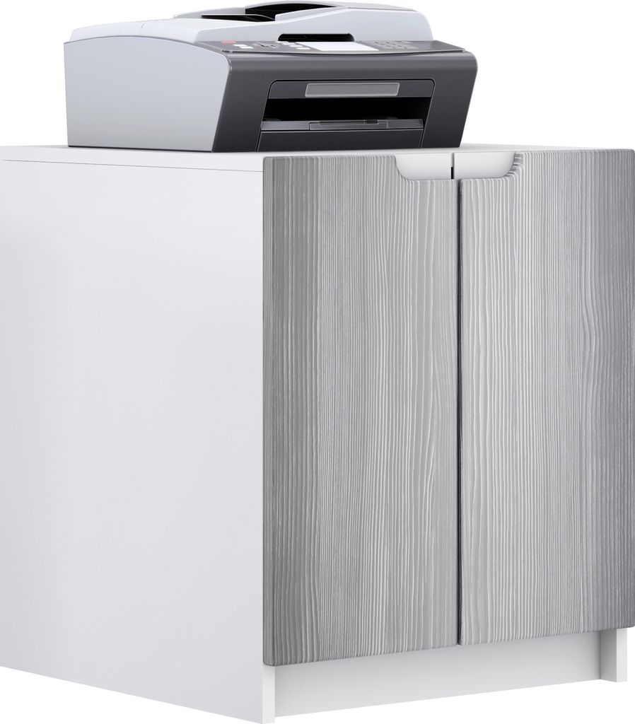 Vladon Druckerkommode Logan, Germany, Aktenschrank mit 2 Fächern und 2 Türen, Korpus in Weiß matt, Fronten in Avola-Anthrazit (51 x 60,5 x 54 cm)