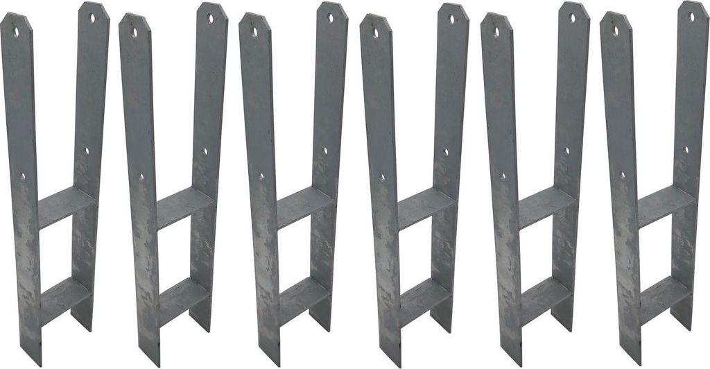 6 Stück H-Anker Pfostenträger feuerverzinkt 121 / 600 mm H-Träger Pfostenanker Bodenanker für Pfosten Pfostenschuh für Zaun Carport Überdachu...