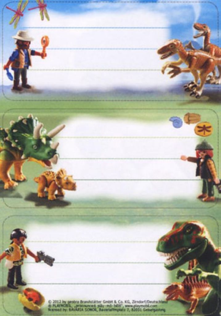 PLAYMOBIL Buchetiketten Dinos