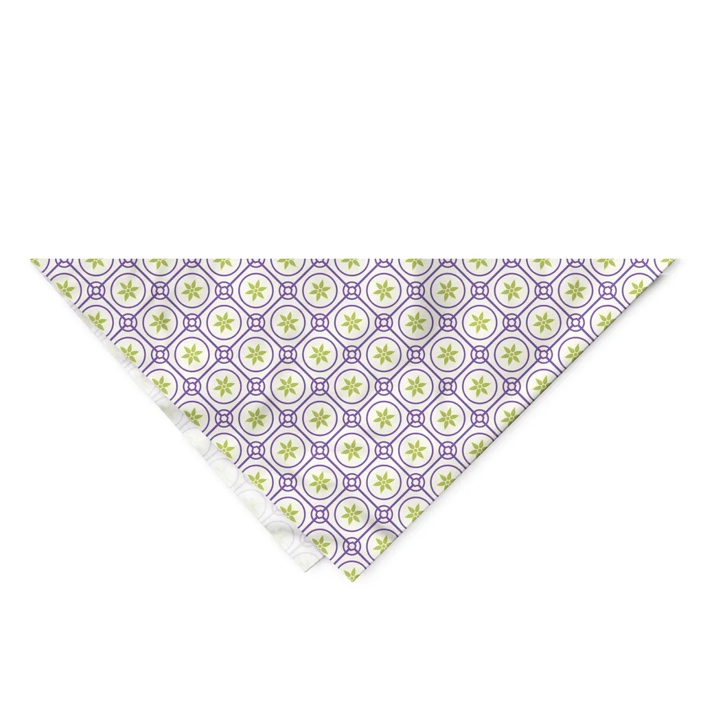 Bandana ABAKUHAUS Cane e Gatto 55x55 cm Verde Viola Floreale - 2