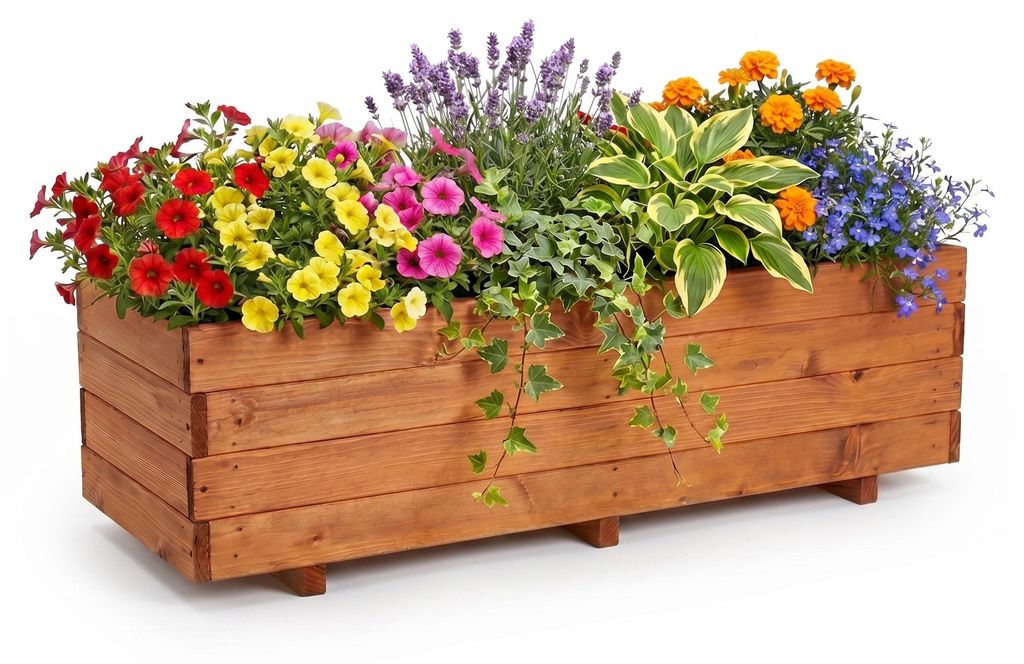 IvoQ Fioriera in Legno – 120x40x32 cm – Legno massello – Immagine del prodotto 