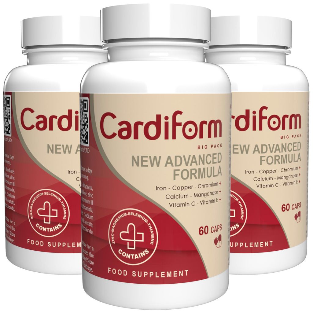 Cardiform - 180 Kapseln (3x60) hochdosiert - Original Rezept aus der Schweiz - Vegan & Pflanzlich mit Vitaminen & Mineralien - 3er Pack
