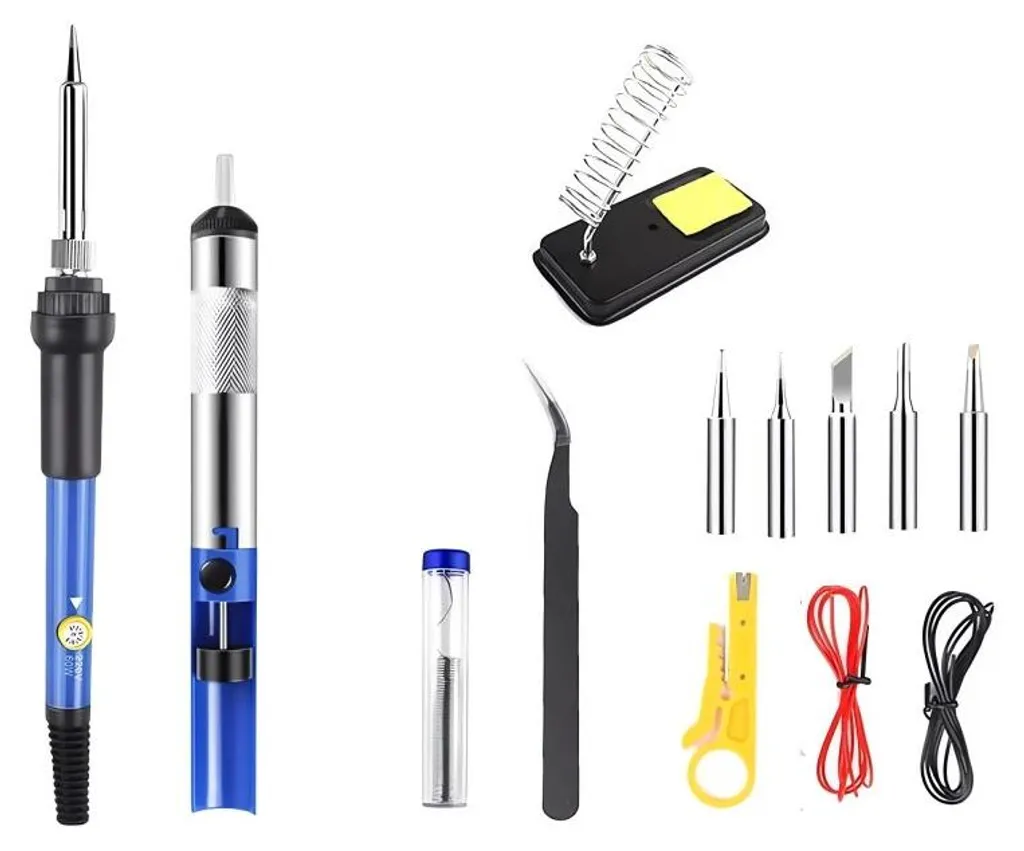 Verk 11393 Set de Soudure 60W 15 en 1 avec Fer à Souder Réglable