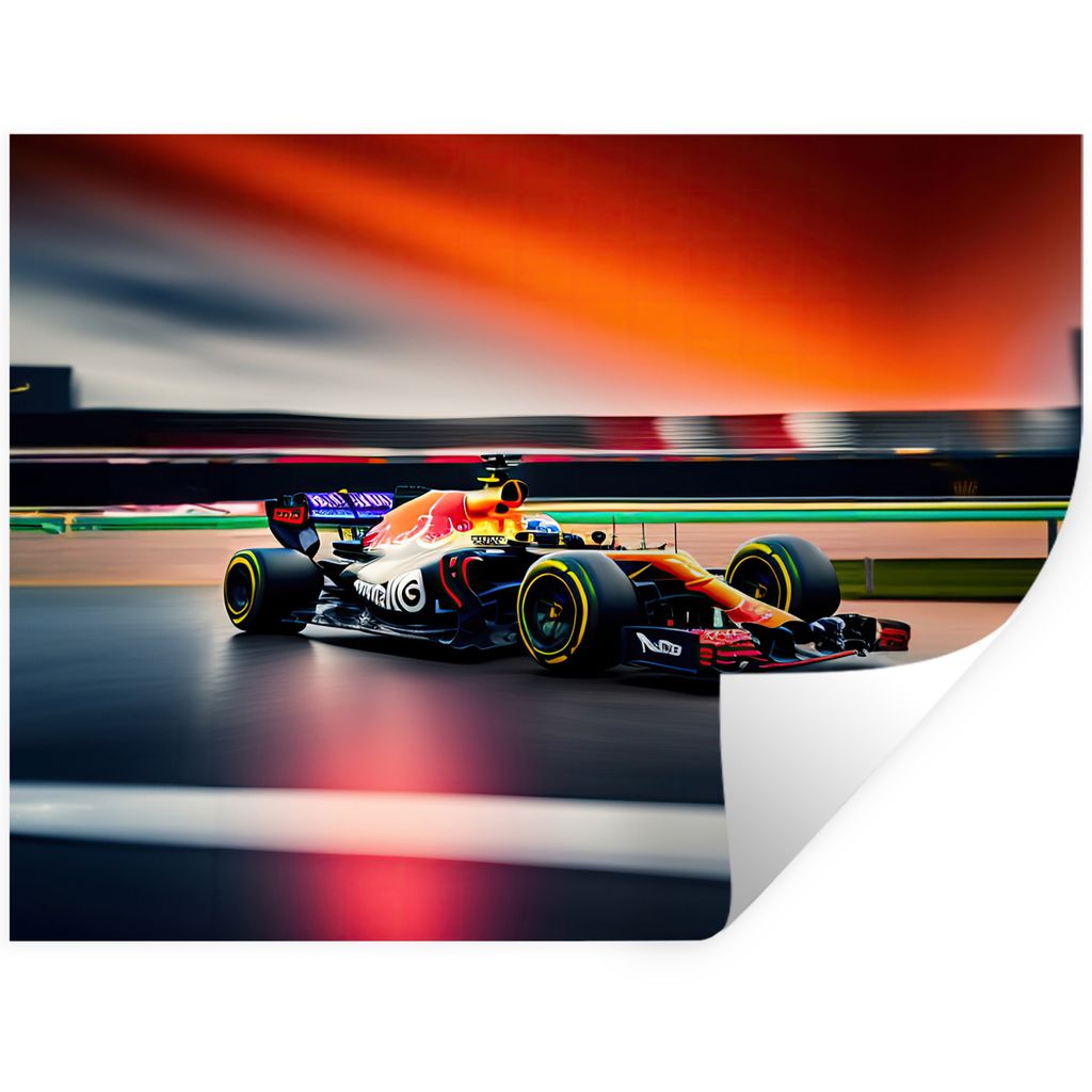 MuchoWow Wandtattoo Wandsticker Wandaufkleber Auto - Formule 1 - Circuit - Raceauto 40x30 cm Selbstklebend und Repositionierbar - Faltenfrei