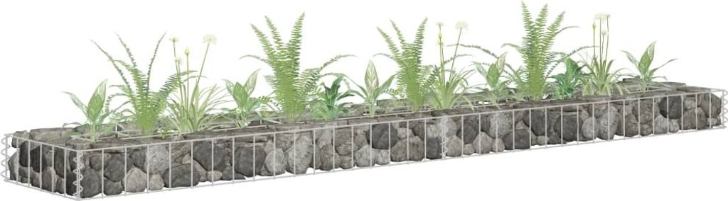 The Living Store Gabionen-Hochbeet Verzinkter Stahl 180x30x10 cm