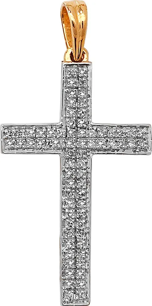 Pendentif Croix Or Jaune 375/1000 et Diamant 0.21ct TRS28899KY - 34mm
