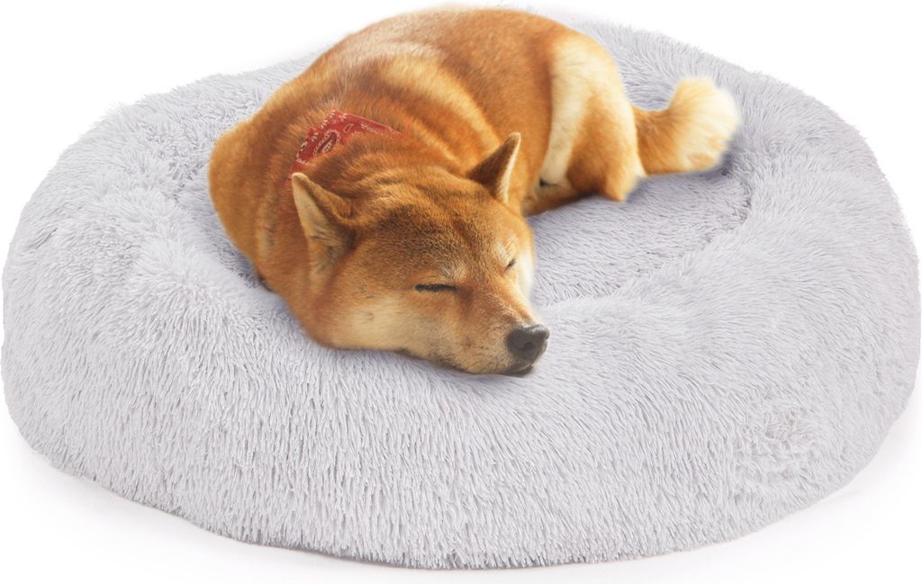 Hundebett Ceddie · flauschiges Hundekörbchen rund · hellgrau · ca. Ø 100 cm