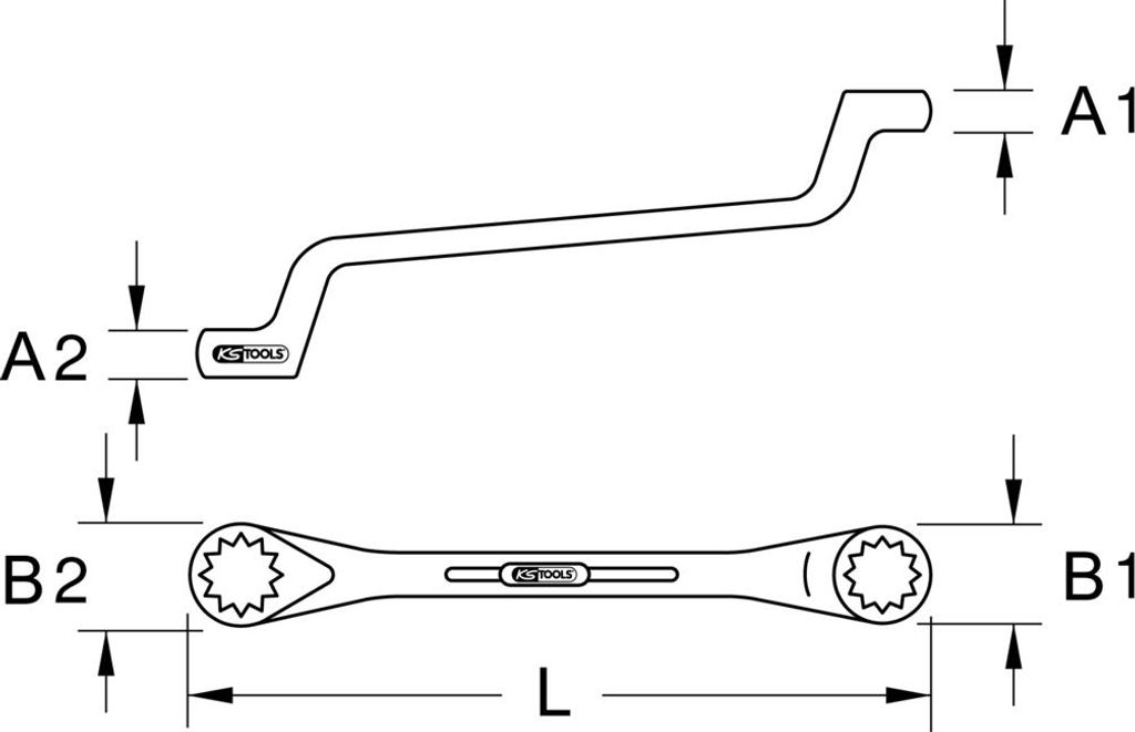 KS TOOLS 517.0801-E Doppel-Ringschlüssel, gekröpft, 6x7mm, auf Hänger
