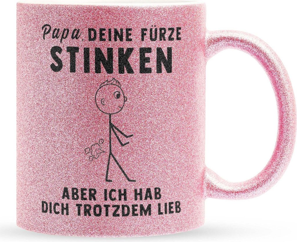 22Feels Glitzertasse Pink Papa Geschenk Vatertag Vater Produktbild 