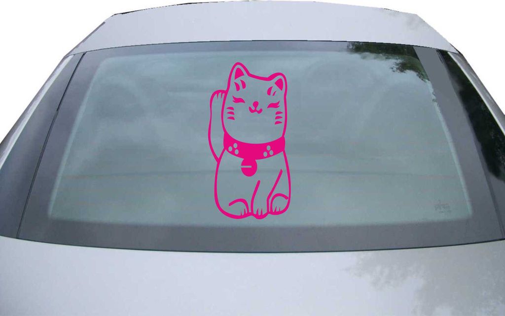 Indigos UG - Aufkleber Heckscheibe & Motorklappe DE6990 - pink - 600x315 mm - Winkekatze Maneki - Auto Scheiben Fenster Heckklappe Tuning Racing JD...