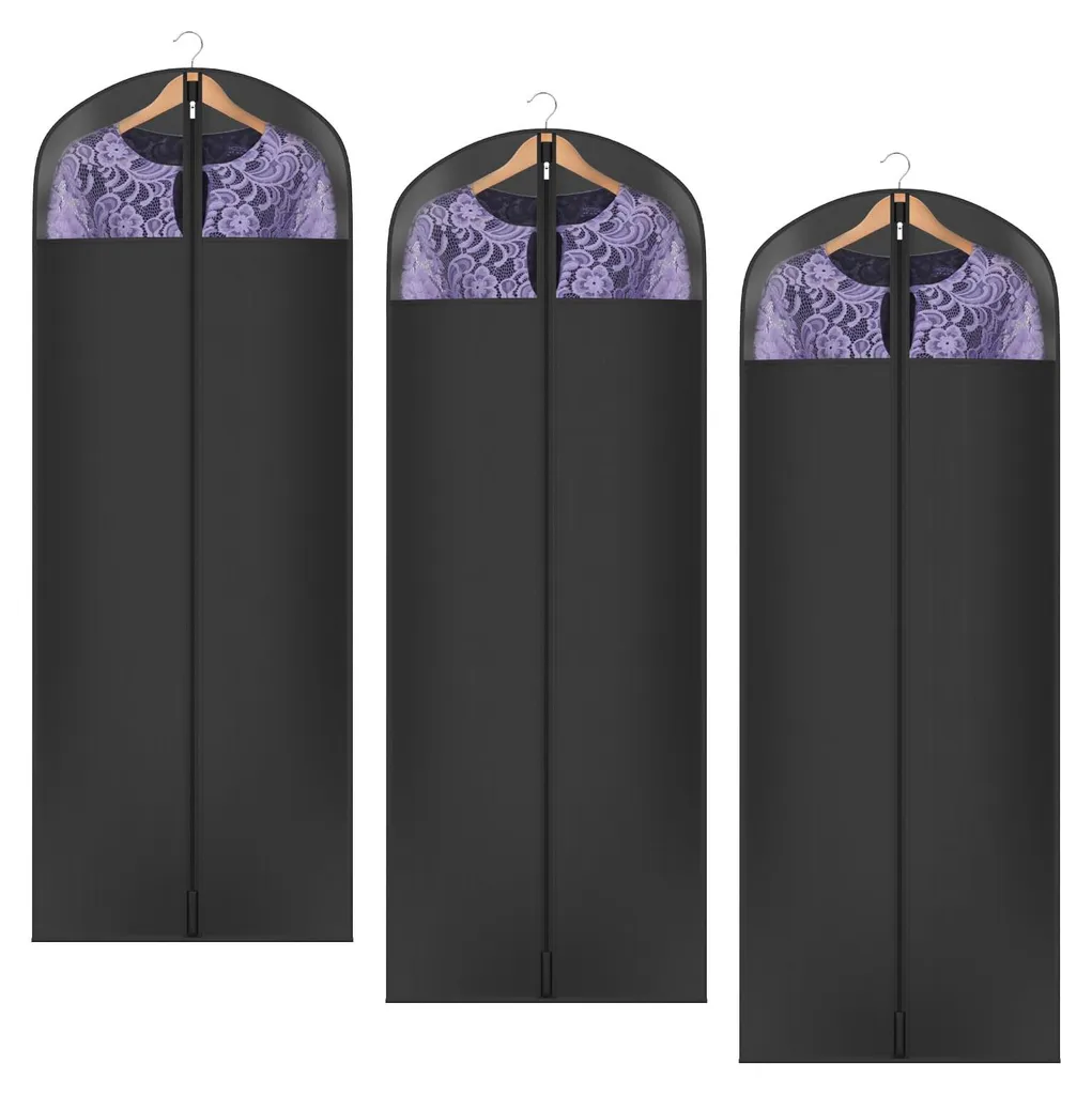 Lot de 3 housses de rangement pour robes longues et manteaux de 165 cm
