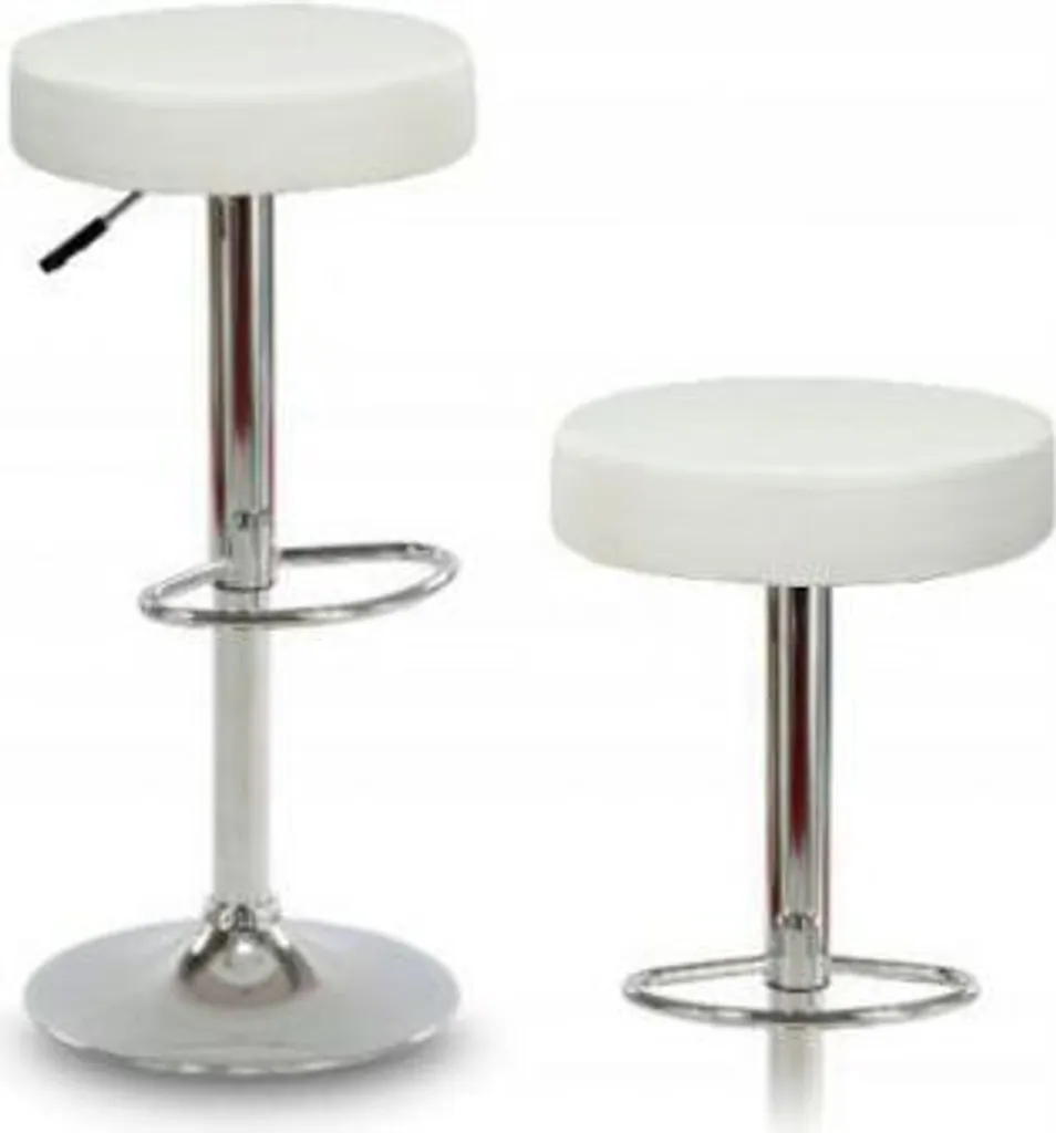 Tabouret de bar PORTO blanc avec dossier ergonomique et assise rembourrée
