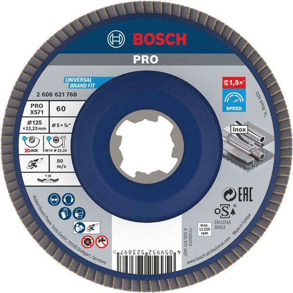PRO X571 Fächerschleifscheibe X-Lock, abgewinkelt, 125 mm, K60