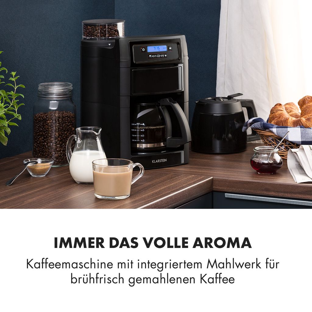 Kaffeemaschine 1,25L & Klarstein mit Mahlwerk