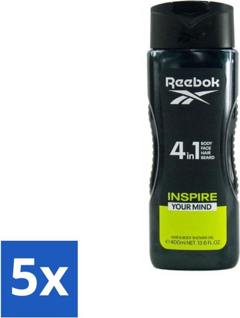 Reebok Inspire Your Mind Duschgel 4 in 1 400 ml - Vorteilspack - 5 Stücke