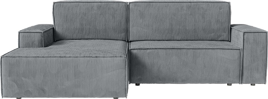 FEDVE Ecksofa Kokko mit Cordbezug mit Schlaffunktion, Grau