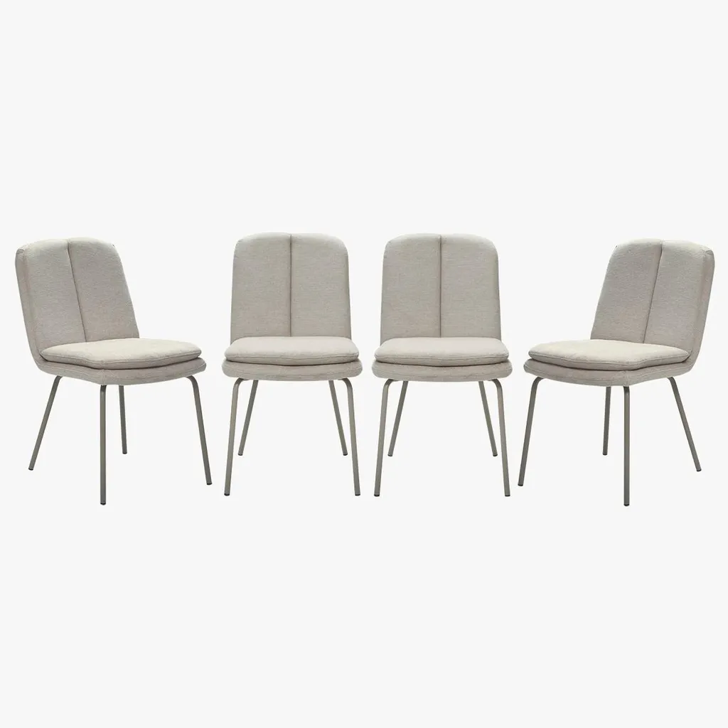 CALICOSY Lot de 4 Chaises LYSA en Tissu Beige et Pieds Métal Noir H85 cm