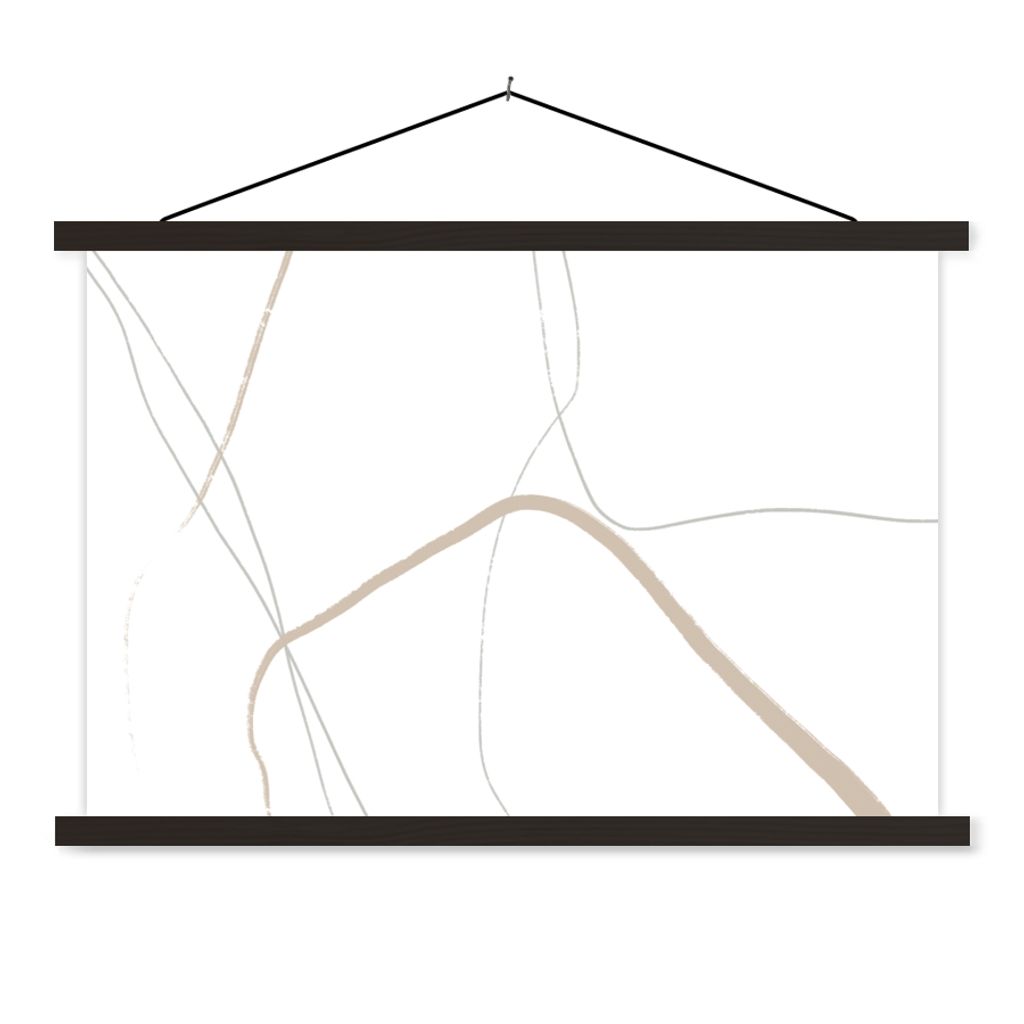 MuchoWow Textilposter Abstrakt - Minimalismus - Linienkunst 90x60 cm mit schwarzem Rahmen - Aufhängungssatz