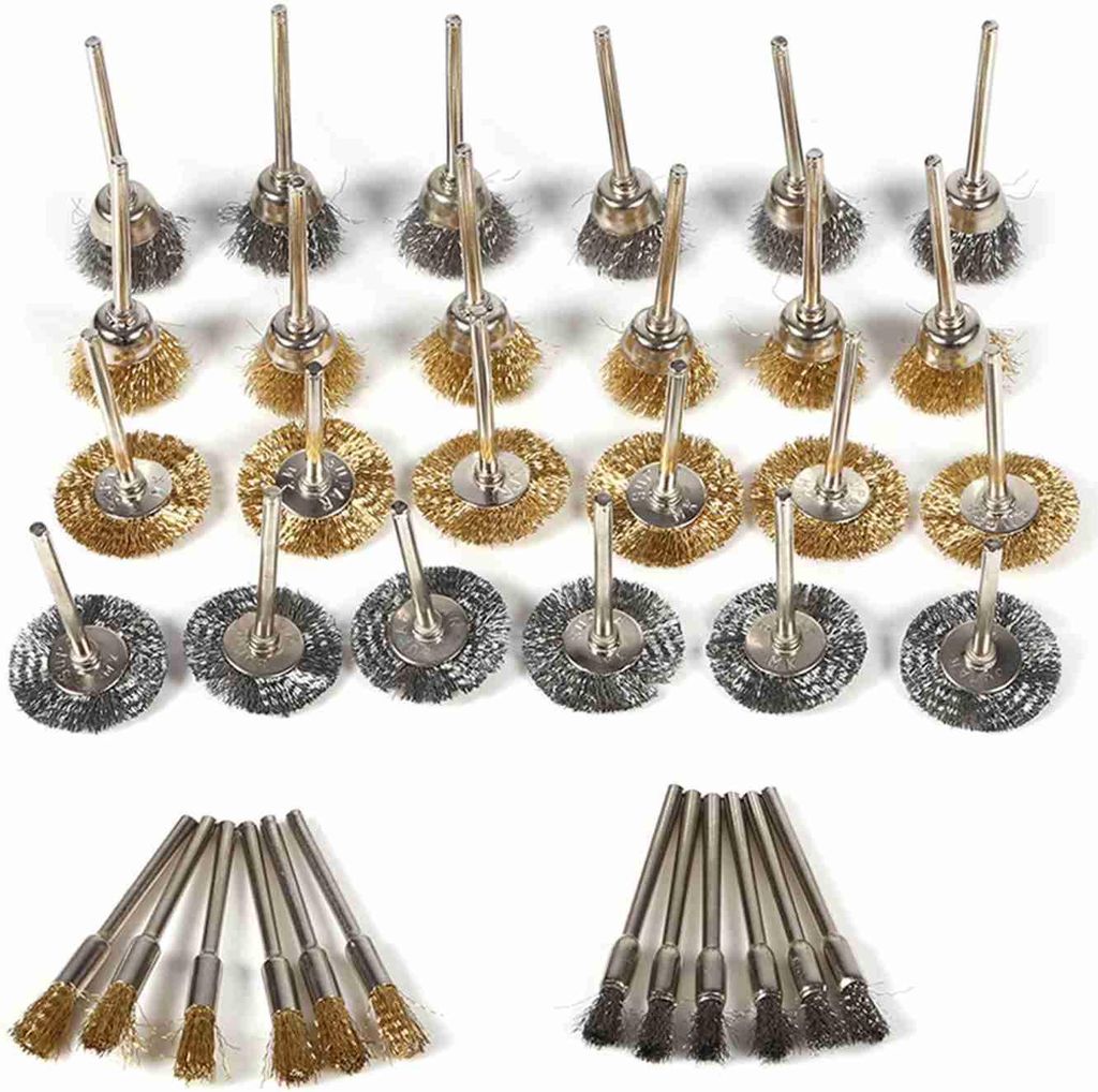 36pcs Messing Stahldrahtbürste Set Pen Cup Rad geformt Polieren Reinigung Rotary Tools Full Kit