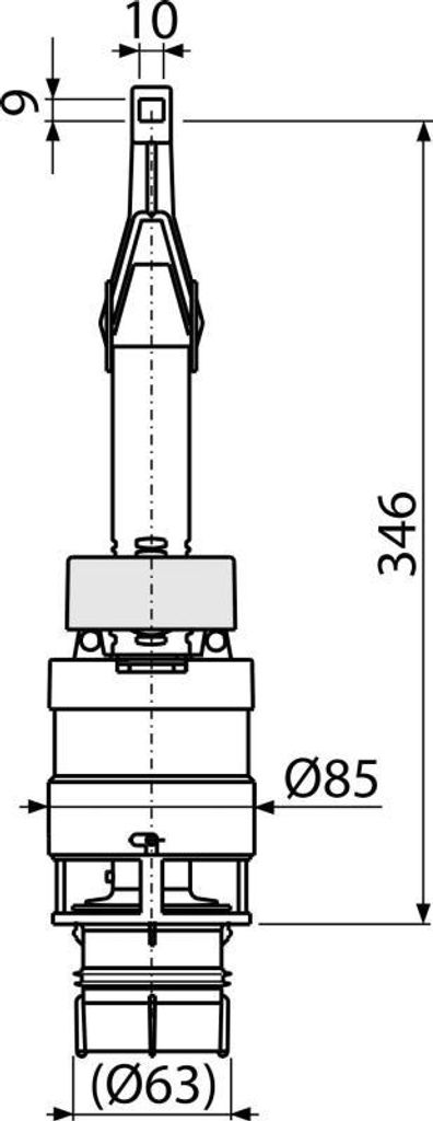 A technical drawing with dimensions of a plumbing valve.