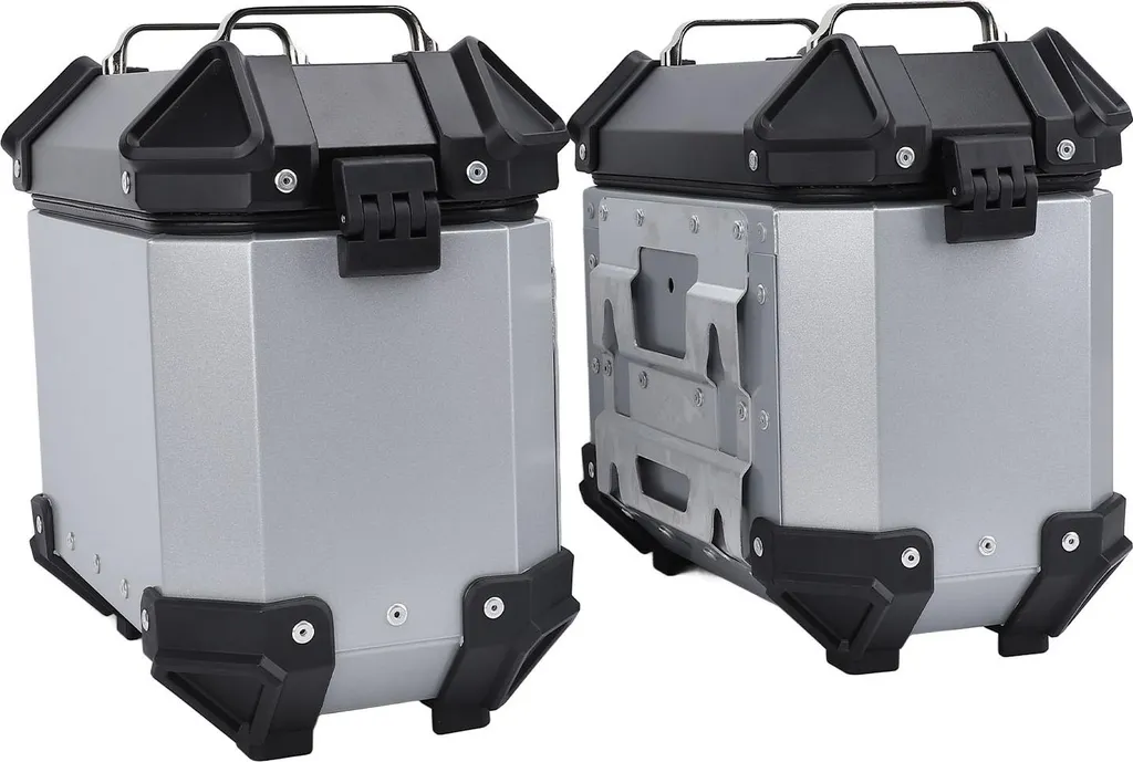 Sacoche latérale moto rigide 18L aluminium argentée pour bagages casque