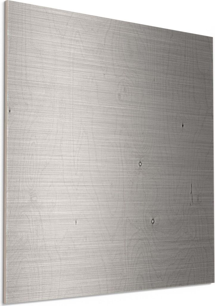 DEQORI Holzbild 50x50 cm 'Gebürstetes Aluminium' Bild auf Holz Wandbild Kunstdruck