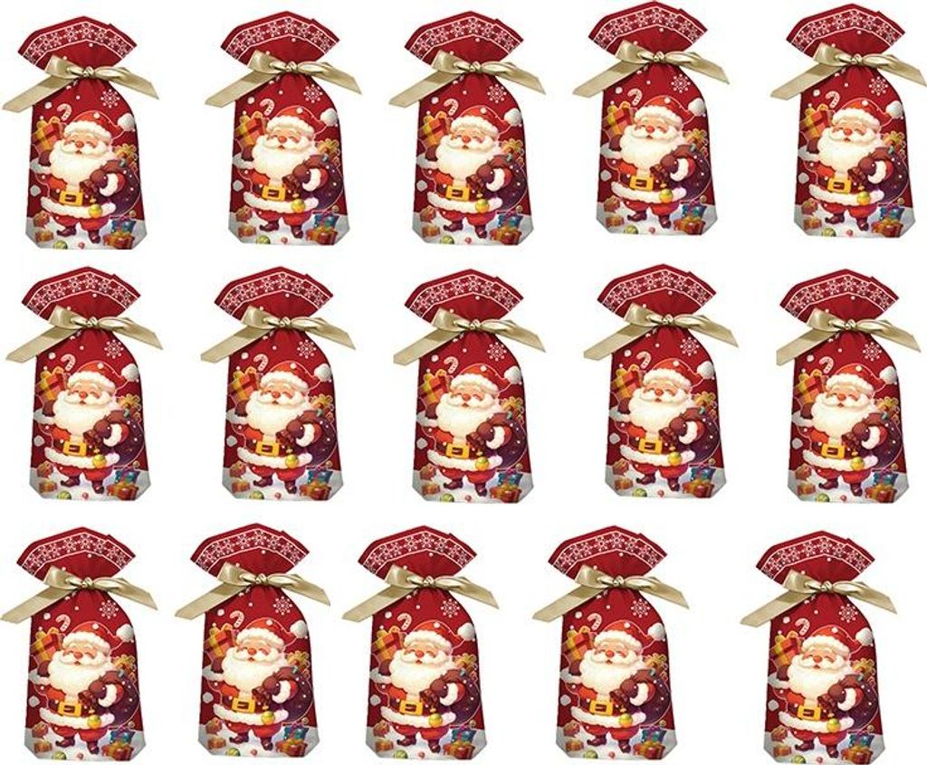 INF Weihnachts Süßigkeitstaschen Schneeflocke Santa 23x34cm (50 Stück)