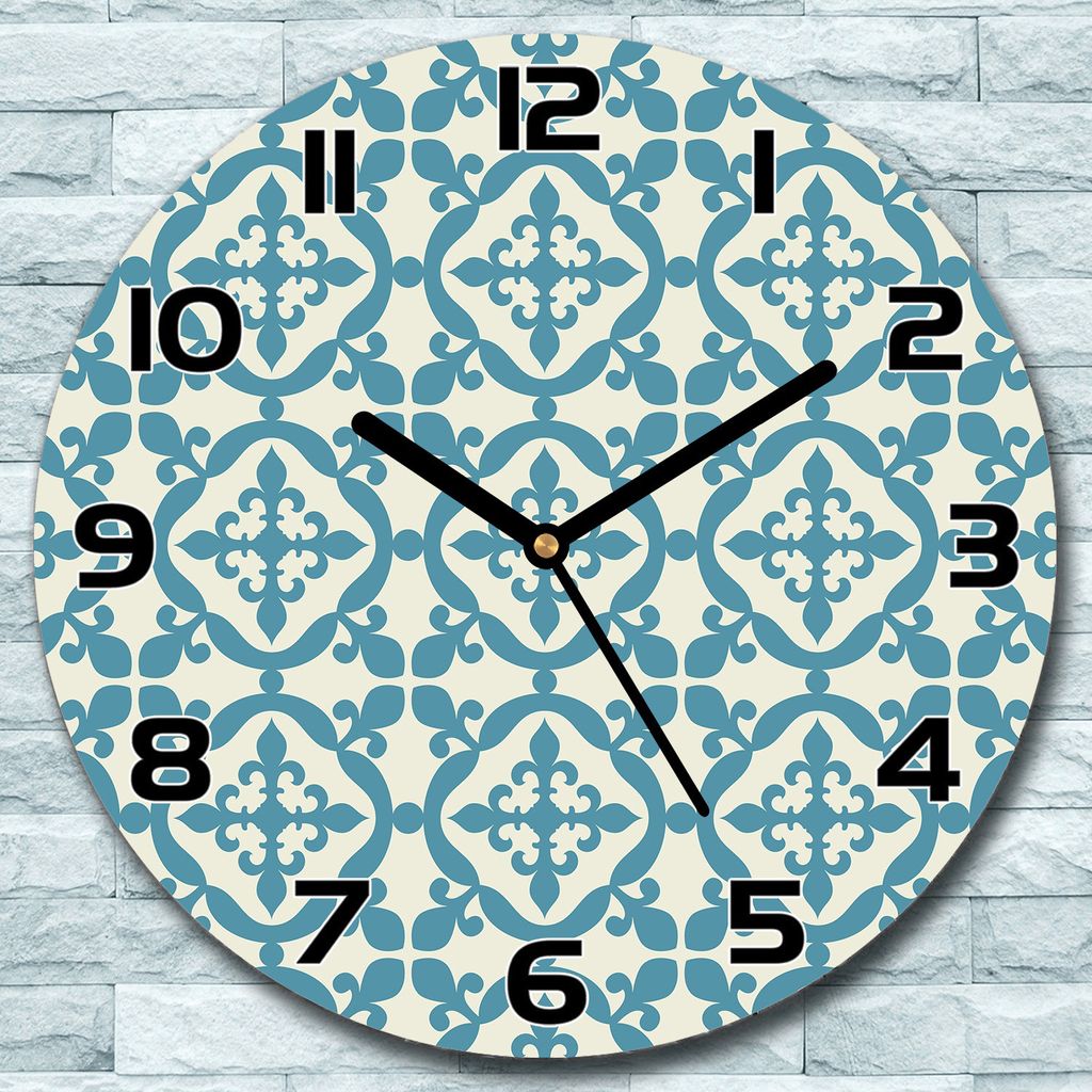 Wanduhr aus Glas Rund fi 30 Marokkanische blau Quarz Deko Schlafzimmer Büro