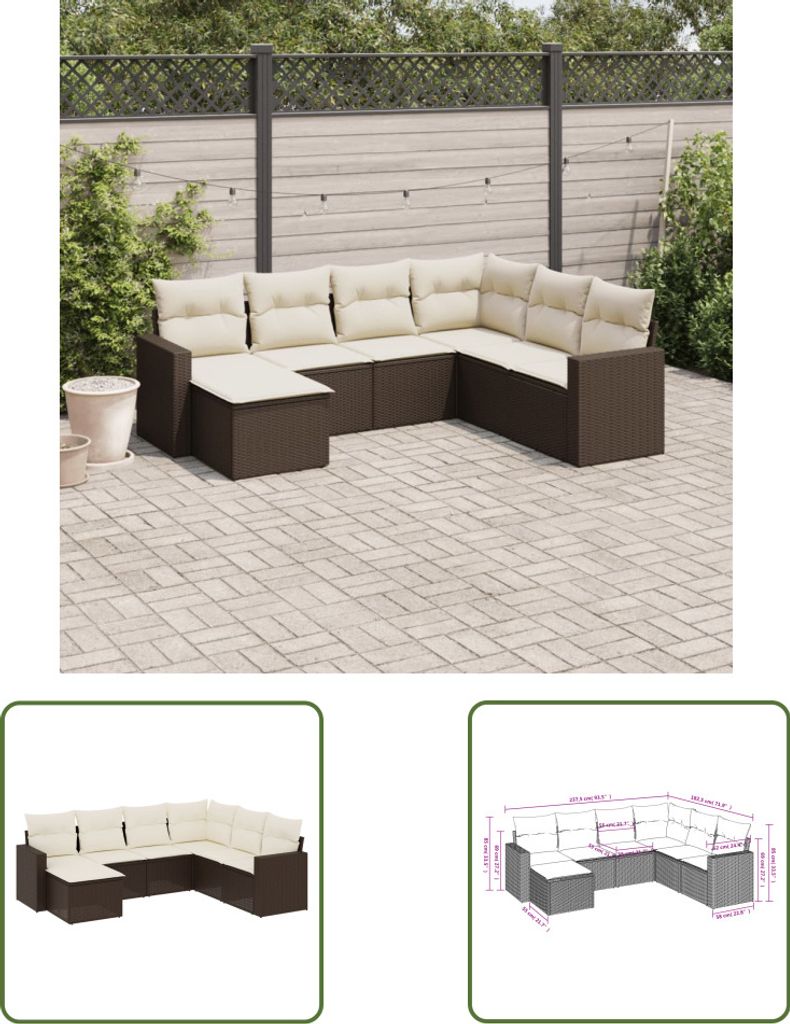 The Living Store 7-tlg. Garten-Sofagarnitur mit Kissen Produktbild 