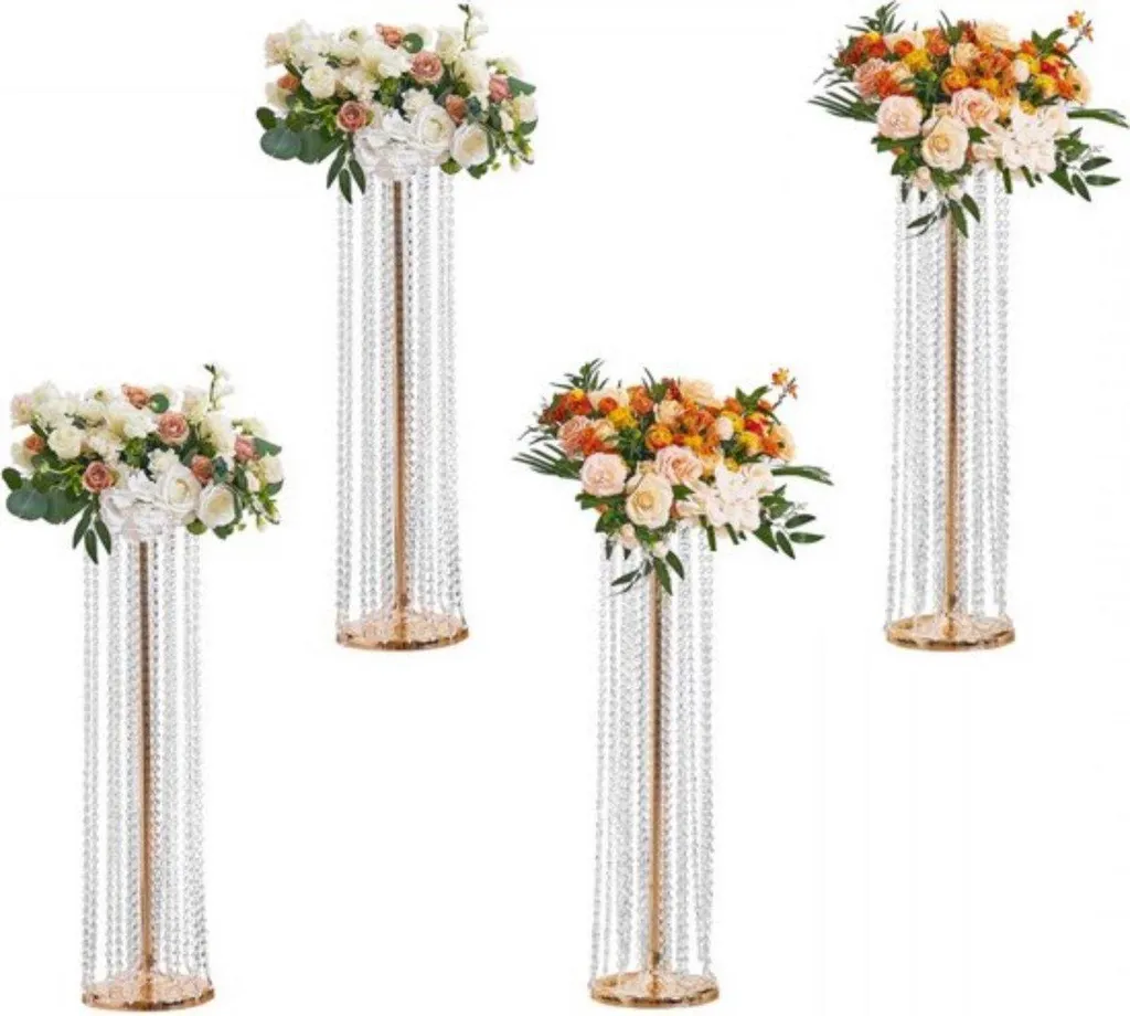 Support de Fleurs Design Cristal 90cm en Fer - Set de 4 Tables d'Appoint - 2