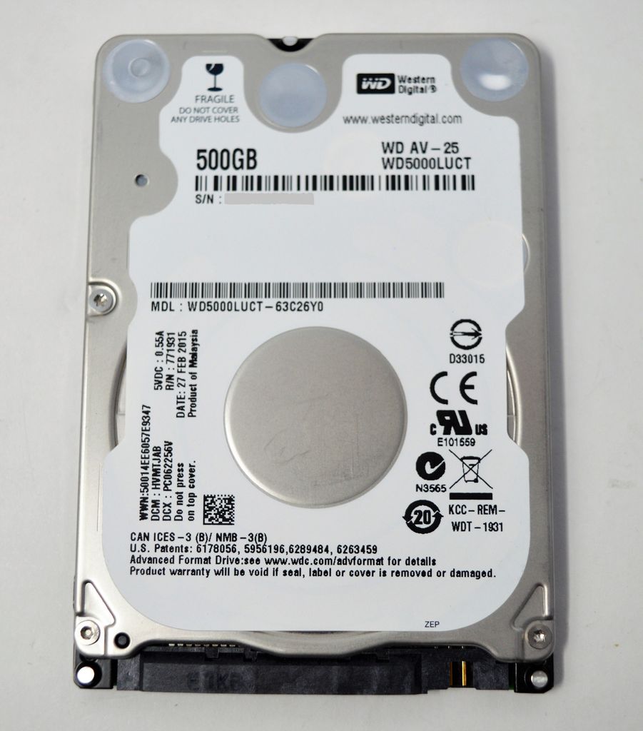 WD AV-25 HDD da 500 GB CE, 5400 rpm, SATA (Serial ATA), 16 Immagine del prodotto 