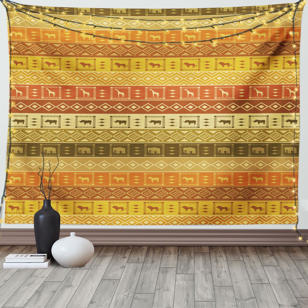 ABAKUHAUS Safari Wandteppich, Gestreifte Primitive Tribal, Wohnzimmer Schlafzimmer Heim Seidiges Satin Wandteppich, 200 x 150 cm, Mehrfarbig