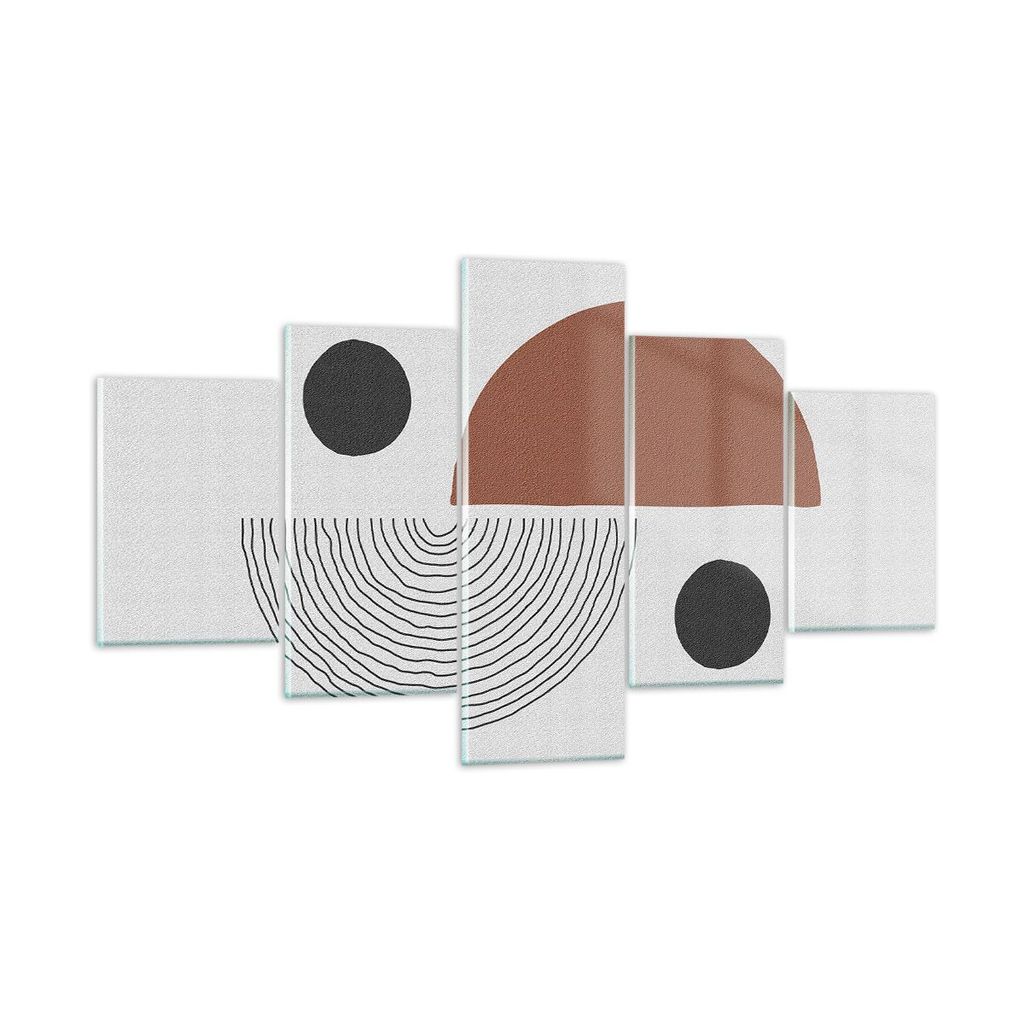 Bilder auf glas - 5 Teile - Abstraktion Figuren Geometrisch - 125x70cm - Glasbilder - Wandbilder - Bilder - Wanddekoration aus Glas - Glas Bilder -...