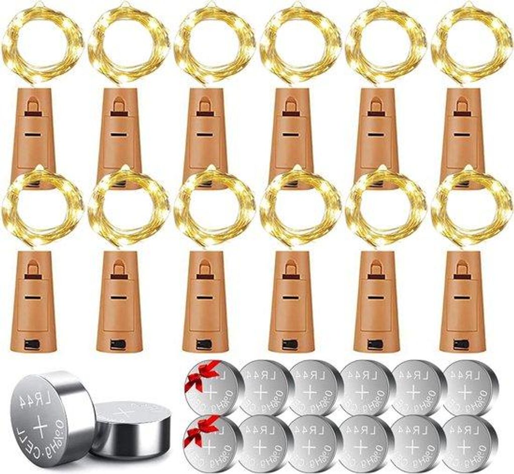 Kerzenlicht 12 x 20 LED warm weiß - Fasslampe Holz Batterie Weinfass - Bastelidee Weihnachten Party Hochzeit