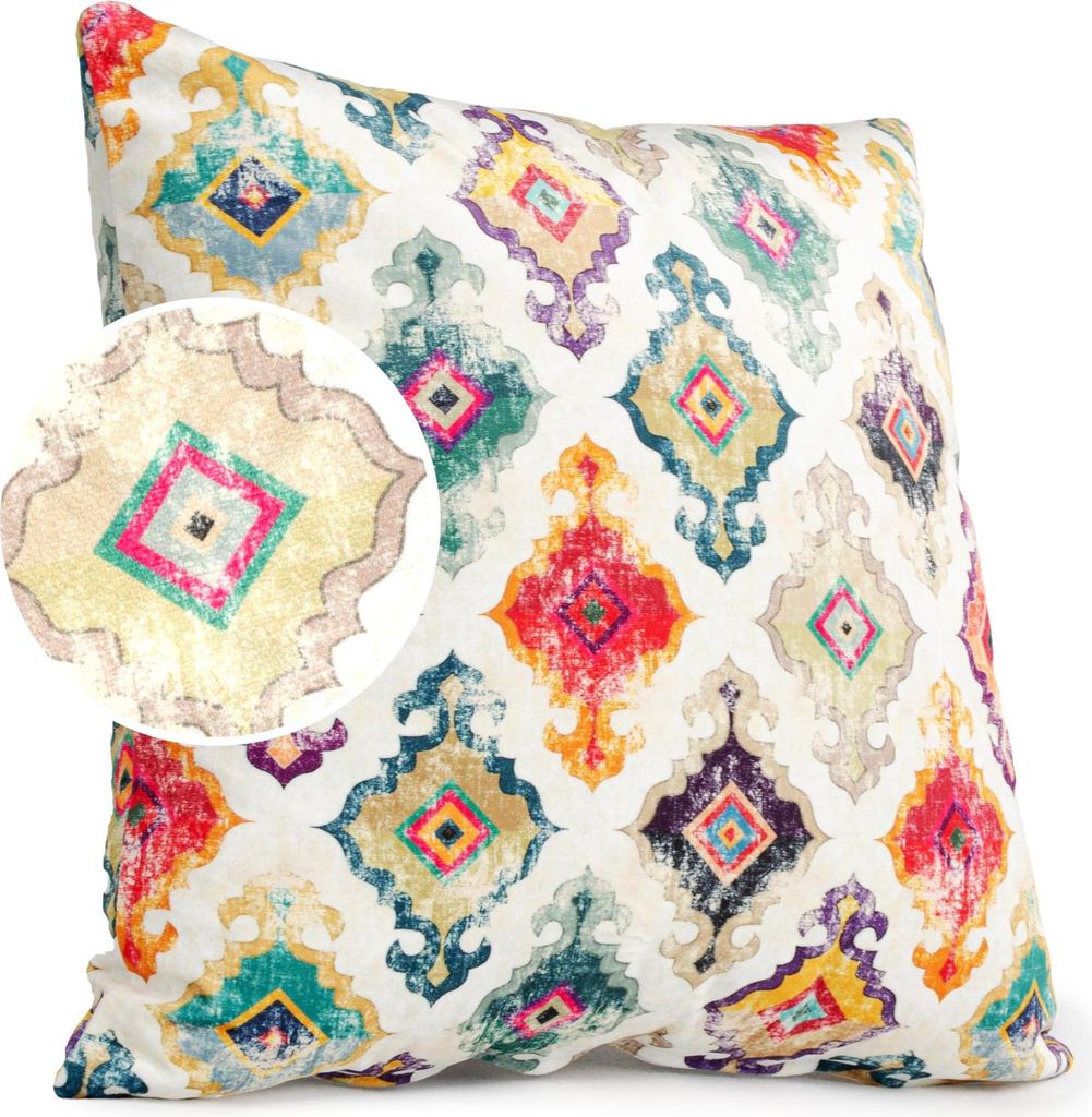 Dekokissen 40x40cm mit Motiv Spanien Velours beige ohne Füllung Kissehülle mit Reißverschluss